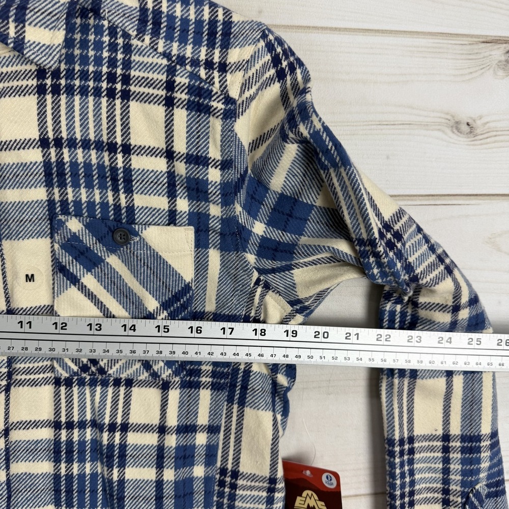 Eastern Mountain Sports Shirt Womens Medium Blue Plaid Cabin Flannel Button Up - Picture 4 of 8